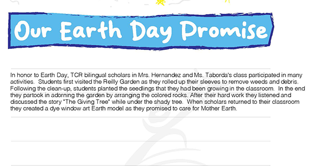  TCR Earth Day Promise At School No 7